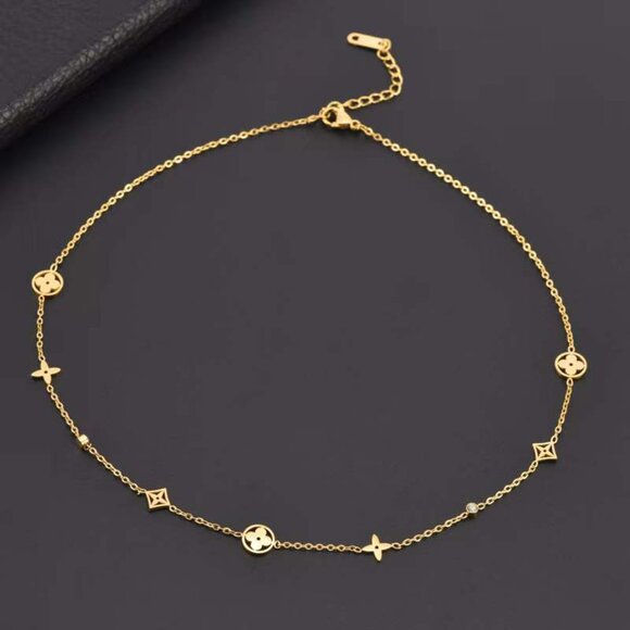 Elegant 18K Gold Plated Geometric Necklace | Trendy Titanium Steel Jewelry for W - Picture 3 of 6
